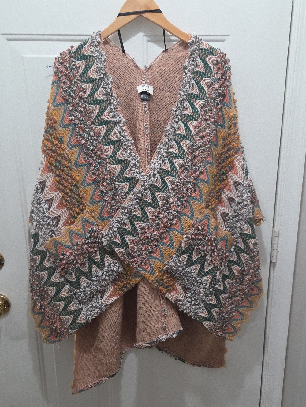 *Flawed* David and Young Multicolor Chevron Knit Poncho One Size
